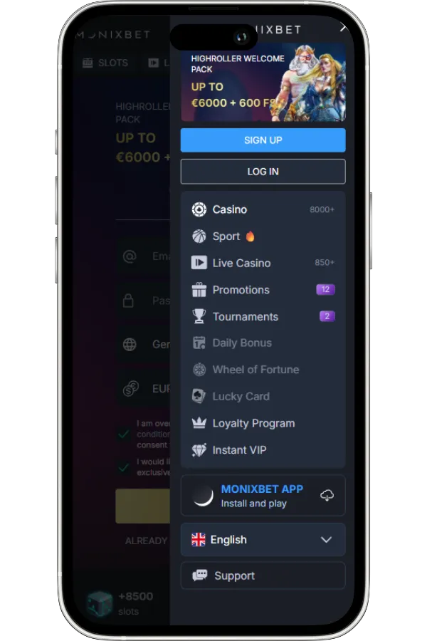 Monixbet Casino Download Mobiele App